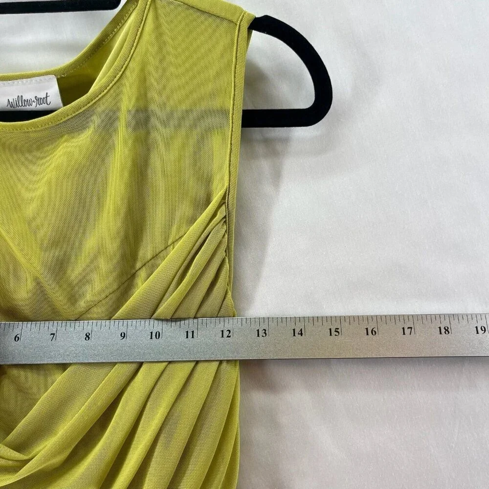 Willow & Root Tank Top Womens Size M Mesh Yoke Draped Sleeveless Blouse Yellow - Picture 11 of 12